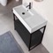 Console Sink Vanity With Ceramic Sink and Matte Black Drawer, 35